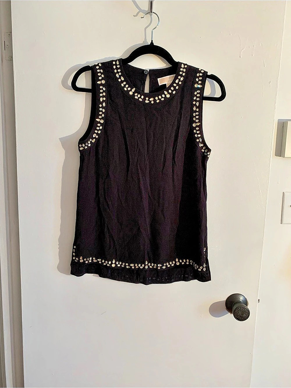 Michael Kors ,Women's Embellished Sleeveless Blouse in Black Size XXS Like New